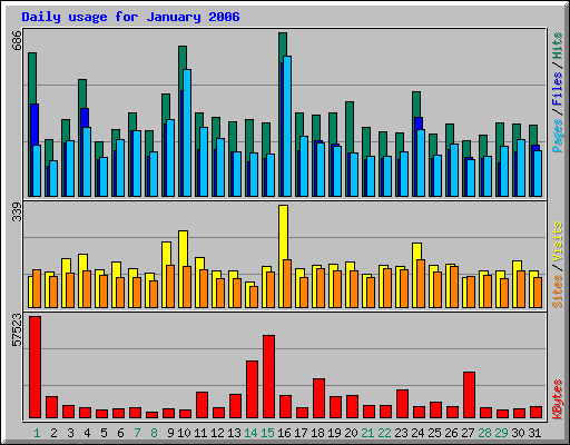 Daily usage for January 2006