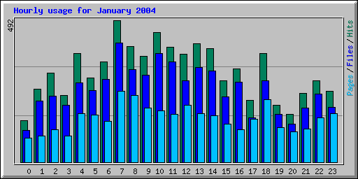 Hourly usage for January 2004