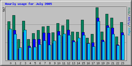 Hourly usage for July 2005