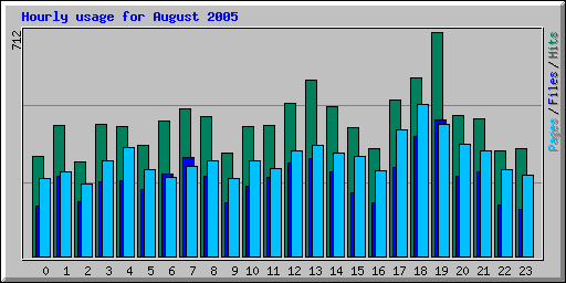 Hourly usage for August 2005